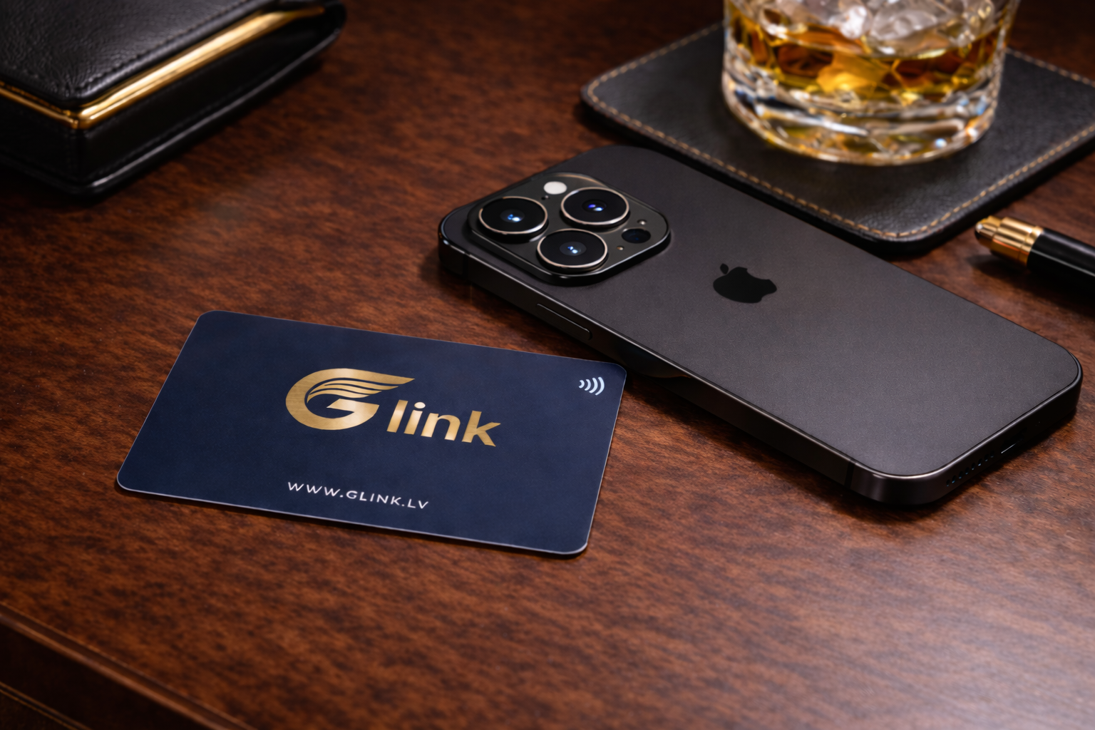 Glink NFC card beside a smartphone